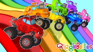 Monster Trucks Desert Adventure Park  Monster Trucks Learning Videos For Kids  GiggleBellies [upl. by Concordia]