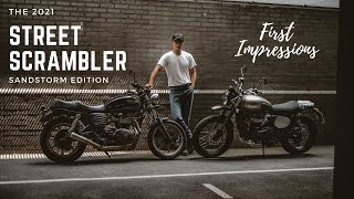 The 2021 Triumph Street Scrambler Sandstorm Edition  First Day [upl. by Marutani890]