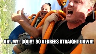 Falcons Fury INSANE Crazy 90 Degree Drop Tower at Busch Gardens Tampa [upl. by Akiv]