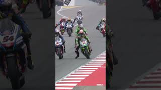 Rea crashes in Superpole Race 💥  CatalanWorldSBK [upl. by Allebara]