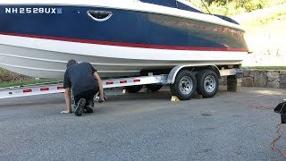 Repositioning a 25 Boat on its trailer while in the driveway [upl. by Animor]