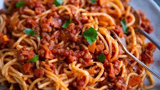 Hearty Lentil Spaghetti Bolognese Vegan [upl. by Nerac]