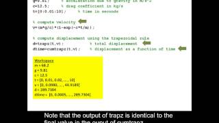 Using the trapz and cumtrapz functions in MATLAB [upl. by Helga514]