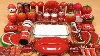 Series RED COCA COLA Slime  Mixing Random Things into GLOSSY Slime Satisfying Slime Videos 100 [upl. by Allison539]