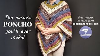 The easiest poncho youll ever make crochet pattern [upl. by Reagen]