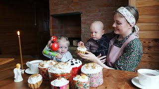 RUSSIAN EASTER cakes in village Recipe  ASMR sounds [upl. by Yrhcaz411]