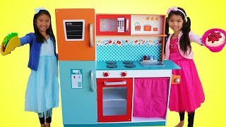 Wendy amp Emma Pretend Play w Giant Kitchen Cooking Toy Compilation [upl. by Brear]