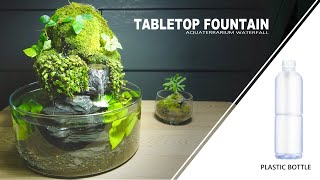 Tabletop Waterfall Fountain Aquaterrarium Of Plastic Bottle DIY Aquarium Aquascape No Co2no Filter [upl. by Baseler]