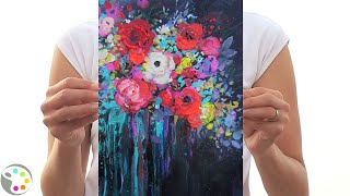 How to Paint Flowers  Acrylic Painting Tutorial [upl. by Nide883]