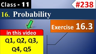 Exercise 163 Class 11 Q1 Q2 Q3 Q4 Q5  Probability Class 11  Class 11 Maths Chapter 16 [upl. by Iarised]