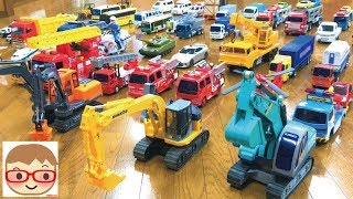 工事車両や重機で工事現場を再現！トイコーのショベルカー、クレーン車、ダンプトラック、ゴミ収集車、消防車を動かしてみる！ [upl. by Penni]