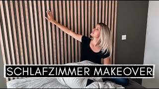 Low Budget DIY Lattenwand  Slatwall selber machen amp IKEA Bett Hack  Schlafzimmer MAKEOVER [upl. by Ameehs]