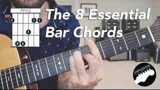 The 8 Essential Bar Chord Shapes  Easy Beginner Guitar Lesson [upl. by Anilram467]