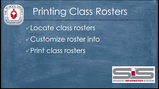 SIS for Teachers Printing Class Rosters [upl. by Aliab]