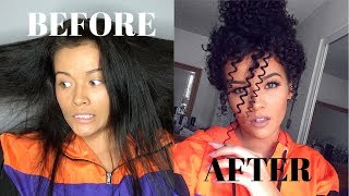 Heatless Straight to Curly Hair Tutorial  Straw Curls [upl. by Sullecram]