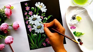 Easy Flower Painting Tutorial  Beginner Flower Painting  Acrylic Painting [upl. by Torre]