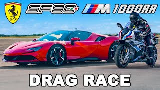 Fastest Ferrari v Fastest BMW Superbike DRAG RACE [upl. by Lepley]