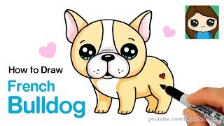 How to Draw a French Bulldog Easy  Cartoon Puppy [upl. by Hailee631]