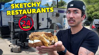 Eating At SKETCHY Restaurants For 24 Hours BAD IDEA [upl. by Elocaj591]