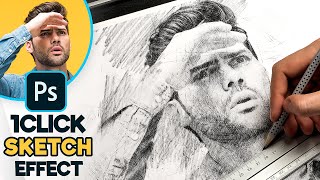 1CLICK Photo to Pencil Drawing Sketch Effect  Photoshop Tutorial [upl. by Heringer]