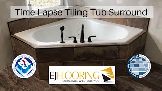 How To Tile Jacuzzi Tub Surround  Time Lapse [upl. by Holt216]