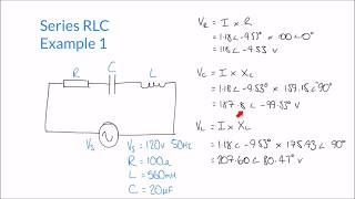 Calculating Impedance Supply Current and Voltages in Series RLC Circuit [upl. by Ariad]