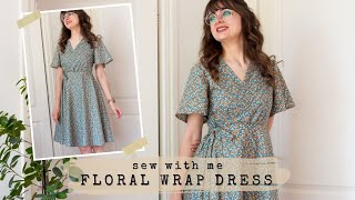 Floral Summer Wrap Dress 🧵 Sew With Me [upl. by Ahar598]