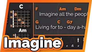 Imagine  John Lennon  Play Along  Guitar Karaoke  Easy Chords [upl. by Cassilda]