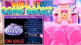 WILL THE LARGE TRAIN BOW SKIRT COME BACK ON SALE EVER ROBLOX Royale High Tea Spill Conspiracy [upl. by Zita782]