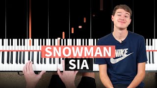 Snowman  Sia  PIANO TUTORIAL accompaniment with chords [upl. by Publius]