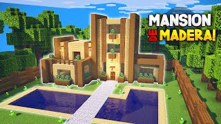 MINECRAFT COMO HACER UNA INCREIBLE MANSION DE MADERA 100 SURVIVAL  LA MEJOR MANSION SURVIVAL PRO [upl. by Borchert73]