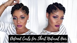 Defined Shiny Moisturized Curls for TWA  Short Natural Hair Tutorial [upl. by Ryhpez22]