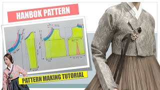 SEWING PATTERN HANBOK KOREA  PATTERN MAKING TUTORIAL [upl. by Devina]