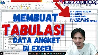 cara membuat tabulasi data kuesioner di excel [upl. by Neyr]