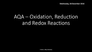 AQA 17 Oxidation reduction and redox reactions REVISION [upl. by Monah]