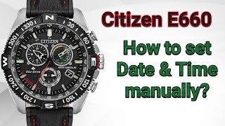 How to set Time amp Date Citizen Eco Drive AT E660 Radio Controlled WR200 [upl. by Hirai]