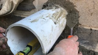 run “plastic pipe” through CONCRETE BLOCK foundation walls [upl. by Nnairrek]