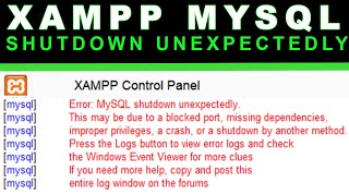 XAMPP Error MySQL shutdown unexpectedly Fix [upl. by Devora124]