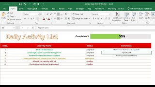 Daily Activity Tracker in Excel [upl. by Onirefes]