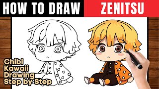 How To Draw Zenitsu  Draw Chibi Zenitsu  Step by Step [upl. by Hopper624]