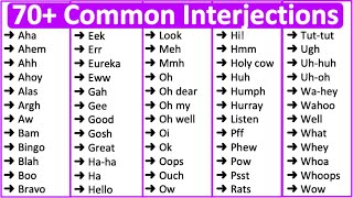 70 Common Interjections in English 📚  Parts of speech [upl. by Eilah]