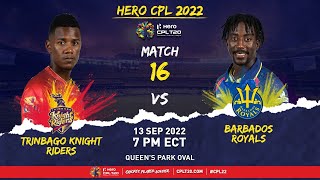 LIVE  Trinbago Knight Riders vs Barbados Royals  CPL 2022 [upl. by Anthia]