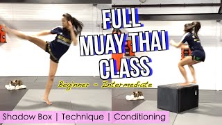 FULL MUAYTHAI CLASS 30 Minutes  Follow Along Technique  Shadow Box  Conditioning [upl. by Zwart]