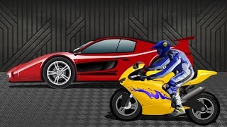 Sports Car VS Sports Bike  Race Video  Kids Racing Video [upl. by Hafital135]