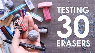 Trying 30 Artist Erasers  WHICH IS THE BEST [upl. by Eirised782]