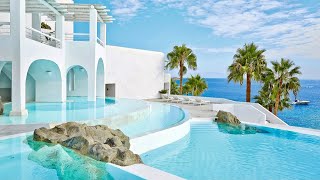 Grecotel Mykonos Blu Greece a gorgeous 5star beach resort  Full tour [upl. by Jerman]