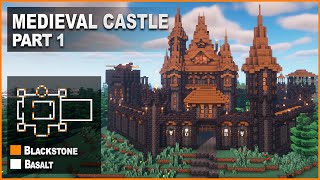 Minecraft How to build a Blackstone Medieval Castle  Tutorial [upl. by Dustin]