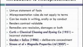 Misrepresentation Lecture 1 of 4 [upl. by Ativahs72]