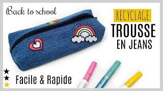 DIY TROUSSE EN JEANS BACK TO SCHOOL FACILE amp PAS CHÈRE FRANÇAIS [upl. by Bernette]