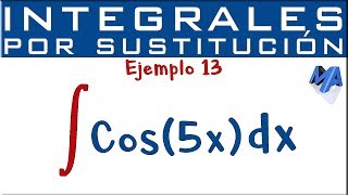 Integración por sustitución  Ejemplo 13  Coseno [upl. by Hebner]